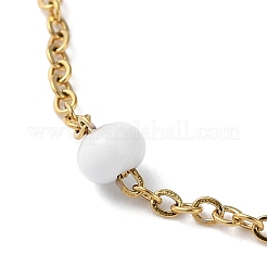 Bracciale a catena in acciaio inossidabile dorato 304 con placcatura sotto vuoto pvd e perline rondelle smaltate&nbsp;BJEW-G683-02G