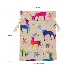 Sacchetti con coulisse per confezioni regalo in cotone a tema natalizio 32 pz 8 stili&nbsp;ABAG-LS0001-01