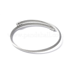 Bracciale rigido aperto in acciaio inossidabile 304 anti-ossidazione con perline ovali&nbsp;BJEW-C031-01P