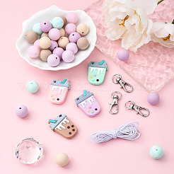 DIY-Kits zum Herstellen von Bubble Tea und runden Schlüsselanhängern aus Silikon&nbsp;DIY-YW0011-19