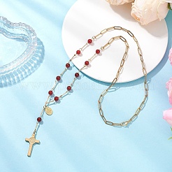 3 collier de perles rondes en cornaline naturelle&nbsp;NJEW-JN05574