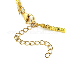 Collana con perline quadrate in ematite sintetica con fermagli in acciaio inossidabile 304&nbsp;NJEW-JN04410-01