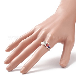 Anello da dito con perline intrecciate in vetro&nbsp;RJEW-TA00063