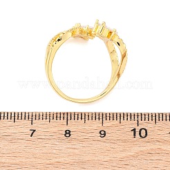 Bagues manchette en laiton avec zircone cubique transparente en forme d'œil de cheval pour femmes&nbsp;RJEW-U047-31G