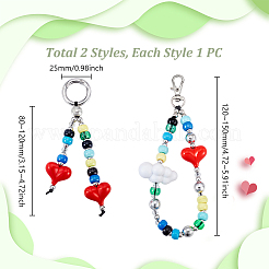 2 Stück 2 Stile Acryl & Kunststoff Herz Anhänger Dekorationen&nbsp;HJEW-PH02233