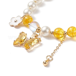 Cristallo di quarzo naturale rotondo (tinto e riscaldato) e bracciale elasticizzato con perline di conchiglia&nbsp;BJEW-TA00191-04
