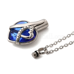 Urnen-Asche-Halsketten aus 304 Edelstahl und blauem Glas in Herzform&nbsp;NJEW-K393-04P