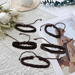 1 sachet de bracelets unisexes en cordon tressé en cuir PU&nbsp;BJEW-CL0001-47B