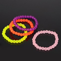 Dehnbare Kinderarmbänder aus Milchglasperlen für den Kindertag&nbsp;BJEW-JB01768