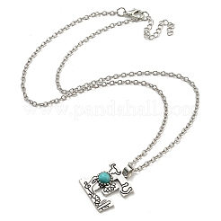 Lettre a ~ z en alliage plaqué argent antique avec colliers à pendentif turquoise synthétique&nbsp;NJEW-G080-01E