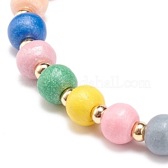 Ensemble de bracelets extensibles en perles rondes en bois naturel de 2 pièce de 2 tailles pour enfant et parent&nbsp;BJEW-JB08568