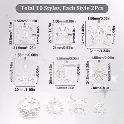 20 Stück 10 Stil 201 Edelstahlanhänger&nbsp;STAS-SC0004-38