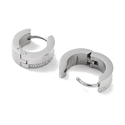 Boucles d'oreilles créoles en acier inoxydable 304 micro pavées de zircones cubiques transparentes pour femmes&nbsp;EJEW-C096-02P