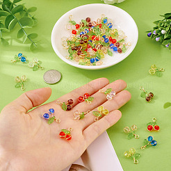60pcs 6 Farben Glasanhänger&nbsp;PALLOY-TA00249