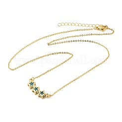 Colliers pendentifs triple étoile en laiton et verre&nbsp;KK-CBAB173-03G-12