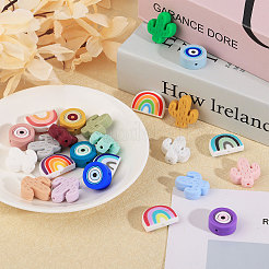 24 pièces 24 styles de perles focales en silicone&nbsp;SIL-CA0002-84