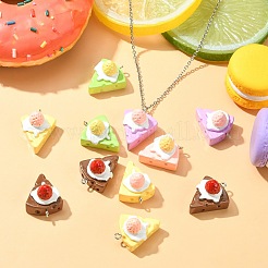 30pcs pendentifs alimentaires imitation résine opaque 5 couleurs&nbsp;RESI-CJ0003-45