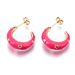 Orecchini a bottone in ottone smaltato&nbsp;EJEW-T014-08G-03-NF
