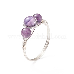 Fingerring aus natürlichen und synthetischen Edelsteinen mit runden Perlen&nbsp;RJEW-JR00514