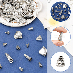 100 Stück 10 Stile tibetische Stile Legierung Perle Kegel & Kappen&nbsp;FIND-SP0020-73C