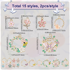 30 pièces 15 styles pendentifs en émail en alliage de placage de rack&nbsp;FIND-SC0021-88