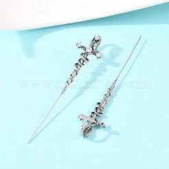 Boucles d'oreilles serpent en acier inoxydable 316 serties de micro-pavés de zirconiums cubiques transparents&nbsp;AJEW-C044-20AS