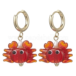Boucles d'oreilles créoles artisanales en verre filé&nbsp;EJEW-JE06918