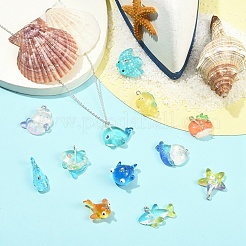 12 stücke 12 arten ozean thema transparent harz cartoon anhänger&nbsp;CRES-YW0002-75
