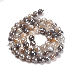 Brins de perles rondes en agate du Botswana naturelle galvanisée&nbsp;G-L598-A03-01
