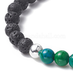 Stretch-Armband aus natürlichen und synthetischen gemischten Edelsteinen und Legierungen mit der Heiligen-Benedikt-Medaille für Damen&nbsp;BJEW-JB09344