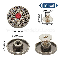 15 bouton à 1 trous en alliage et perles en plastique&nbsp;BUTT-HY0001-11C