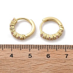 Luxuriöse pinkfarbene Huggie-Creolen mit Zirkonia&nbsp;EJEW-C012-04