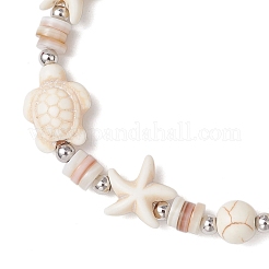 Bracciali elastici per donna con perline di conchiglie d'acqua dolce naturali a forma di stella marina e tartaruga&nbsp;BJEW-JB11922-02
