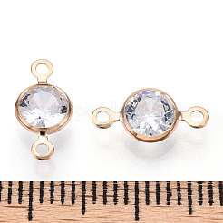 Verbindungsanhänger mit durchsichtigem Zirkonia-Pavé aus Messing&nbsp;ZIRC-K088-20KCG