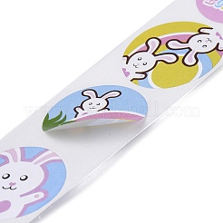 8 Muster runder Punkt-Osterthema-Papier selbstklebende Kaninchen-Osterei-Aufkleber&nbsp;PW-WG34009-01