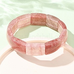 Braccialetti elasticizzati rettangolari in quarzo fragola naturale con perline&nbsp;GG-CBA9ACE-C10