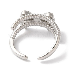 Offene Manschettenringe aus Messing mit Schleife und Mikropflaster aus klarem Zirkonia für Damen&nbsp;LS-RJEW-C098-02P