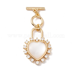 Chiusure a levetta in ottone chiaro con zirconi a cuore&nbsp;KK-G426-01G