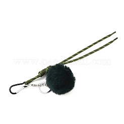 Adornos colgantes con bola de pompón de piel de conejo rex de imitación y cordón de poliéster&nbsp;HJEW-JM04420-01