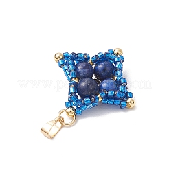 Pendenti a forma di stella con perline di semi di vetro e lapislazzuli naturali tinti&nbsp;PALLOY-MZ00692-03