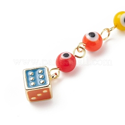 Decoraciones colgantes con cuentas de mal de ojo hechas a mano de murano de 7 chakra&nbsp;HJEW-JM00796