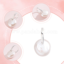 1 pendentif rond plat en perle naturelle&nbsp;STER-BBC0009-63