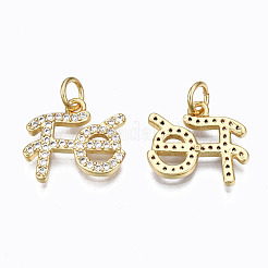 Ciondoli in ottone zirconi chiari micro pavé&nbsp;ZIRC-N039-142-NF
