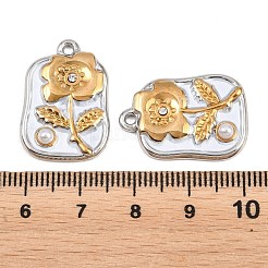 Anhänger aus Edelstahl 304 und ABS-Kunststoff mit Perlen und Kristallstrass&nbsp;STAS-G398-03GP