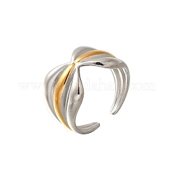 Bagues de manchette ouvertes en acier inoxydable 304 avec nœud papillon pour femmes&nbsp;LS-RJEW-G339-05GP-02