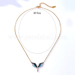 Collar con colgante de ala de ángel de circonita cúbica micropavé de acero inoxidable 201&nbsp;CH3139-1