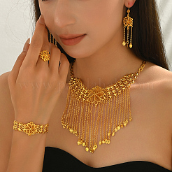 Legierung hohle Blume Quaste Armbänder & Ohrringe & Halsketten & Ringe Sets für Frauen&nbsp;LH7675