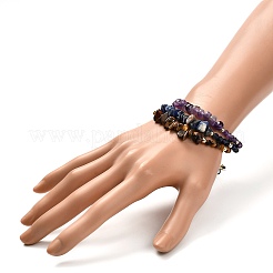 Ensemble de bracelets de perles tressées en pierres naturelles mélangées rondes à puce et à facettes pour fille femmes&nbsp;BJEW-JB06742