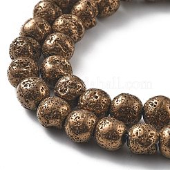 Galvanisierte natürliche Lavasteinperlenstränge&nbsp;G-A251-E01-01D