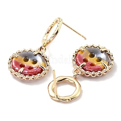 Pendientes planos redondos de latón dorado claro con micro pavé de circonitas cúbicas&nbsp;EJEW-Q800-52KCG